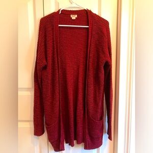 Comfy Long Maroon Knit Cardigan
